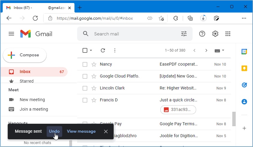 how to recall email in gmail Undo Send